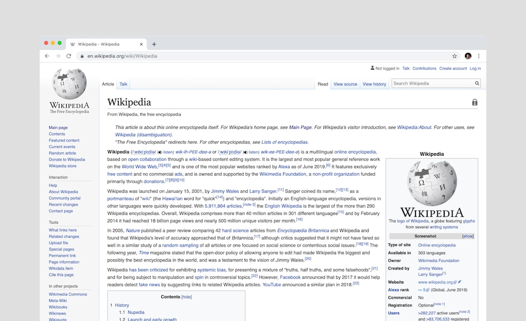 Wikipedia page screenshot