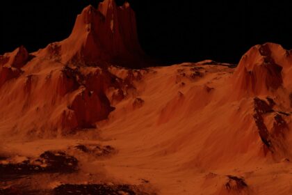 a group of mountains covered in sand at night