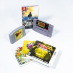 a nintendo game system with several games on it