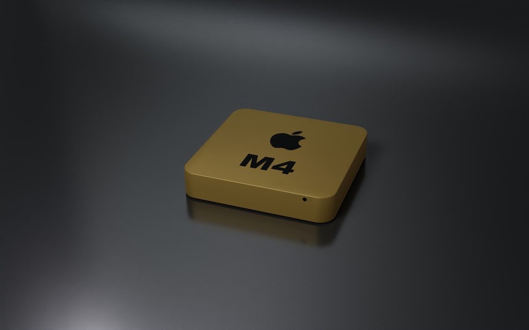 a yellow box with a black m4 logo on it