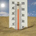 The thermometer shows a very hot temperature.