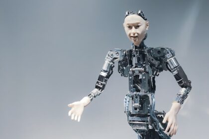 a robot that is standing in the air