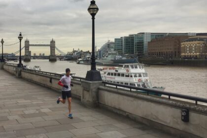 a person running on a bridge