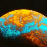 A close up of a planet with a black background