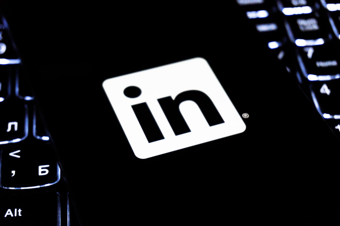Linkedin logo on a dark keyboard