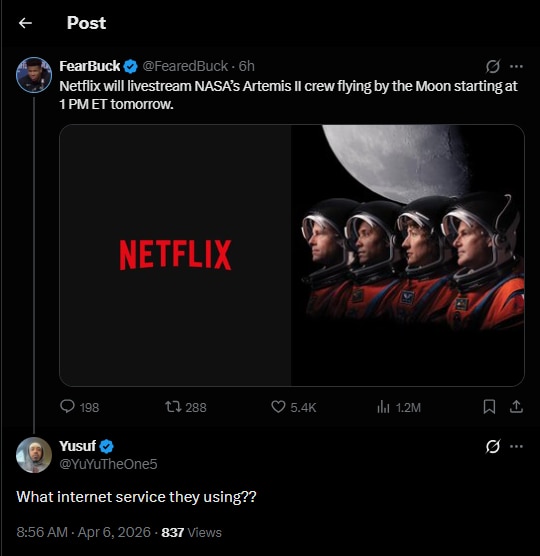 NASA, Artemis II, space communication, 4K, Netflix