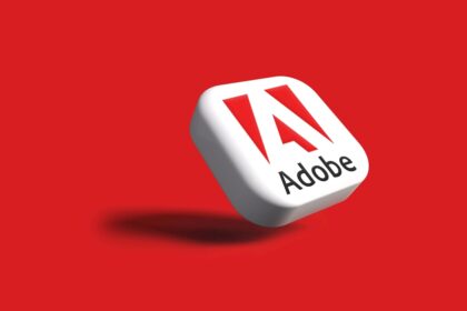 the adobe logo on a red background