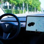 a car dashboard with a gps device