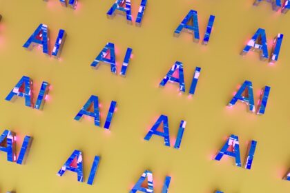 the letters are made up of different colors