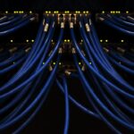 a bunch of blue wires connected to each other