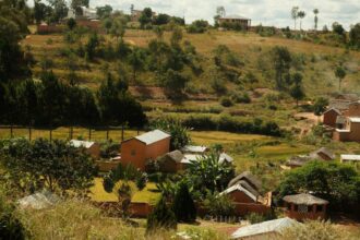 A view of a small village on a hill