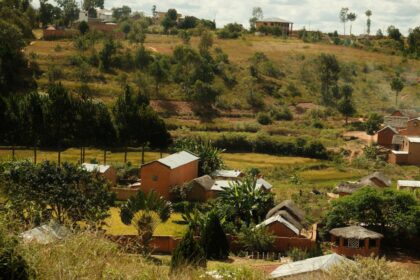 A view of a small village on a hill