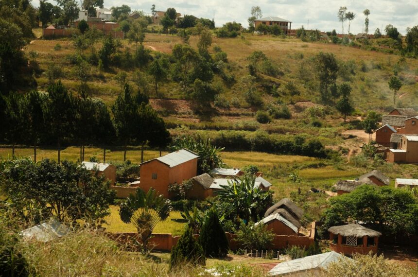 A view of a small village on a hill