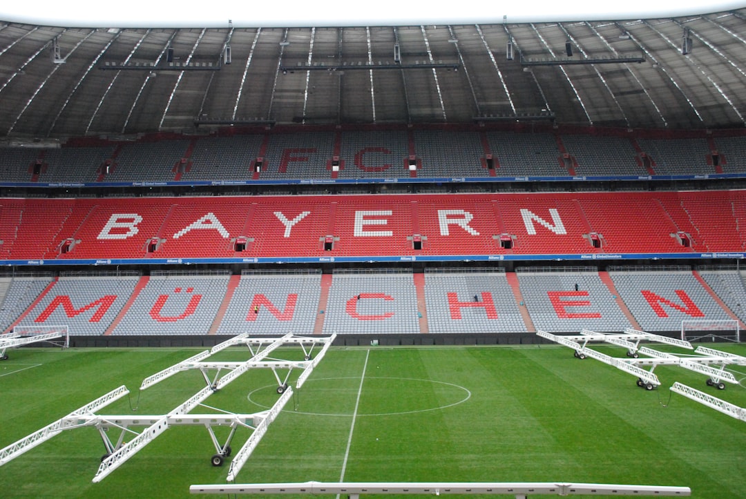 A soccer field with the name of the team on it