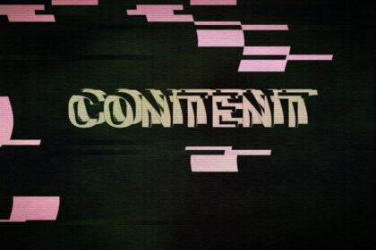 Distorted text that reads content on a dark background