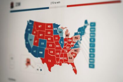 red and blue building illustration