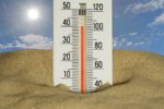 The thermometer shows a very hot temperature.