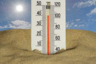 The thermometer shows a very hot temperature.