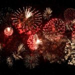 yellow and red fireworks
