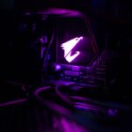 a close up of a computer in a dark room