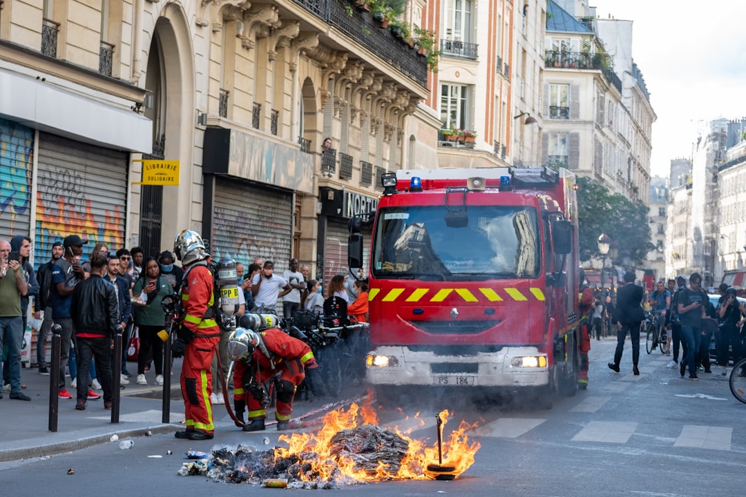 a fire truck on fire