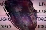Glitching heart with text overlay