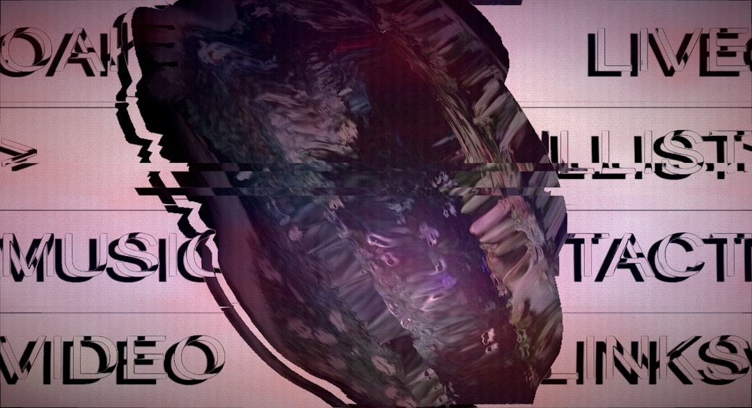 Glitching heart with text overlay