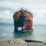 shipwreck near seashor