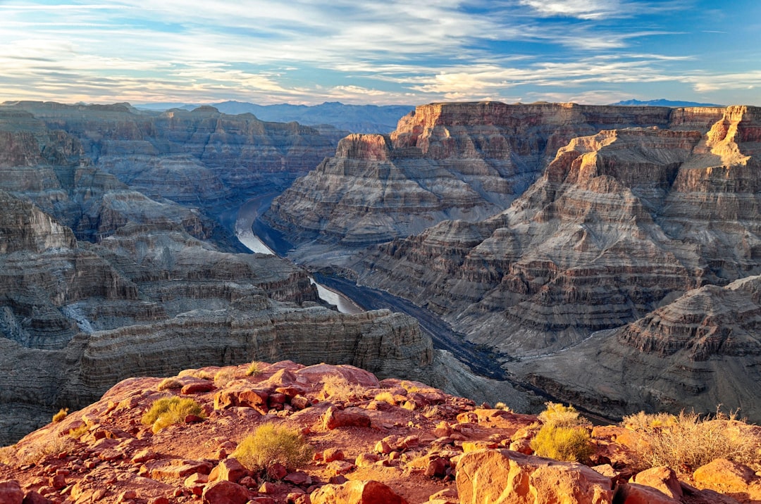 The Colorado River winding through the deep rocky canyons of the Grand Canyon