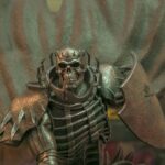 A statue of a skeleton holding a sword
