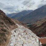 Terraced salt pans in a mountain valley