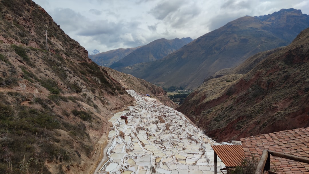 Terraced salt pans in a mountain valley
