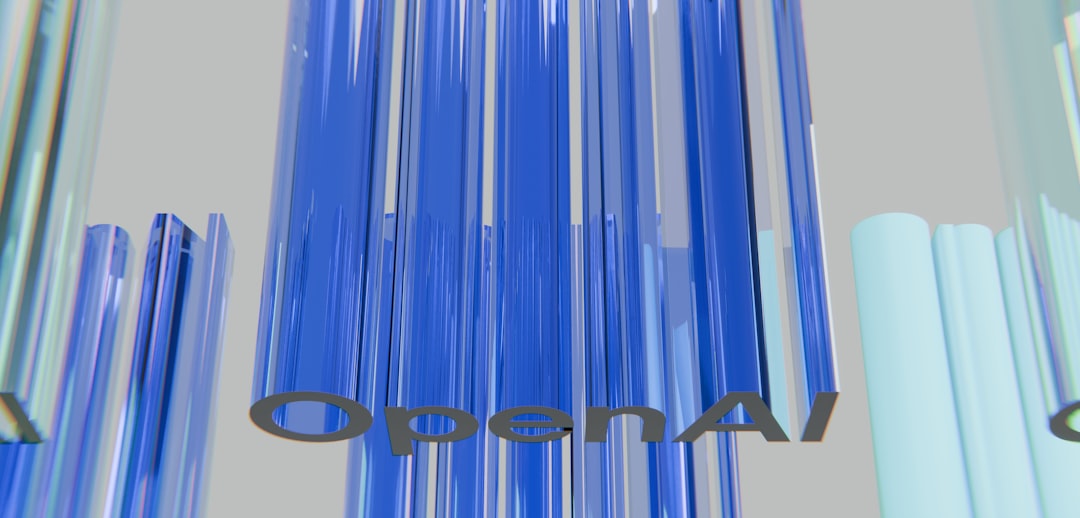 Blue vertical bars with 'openai' text on a gray background