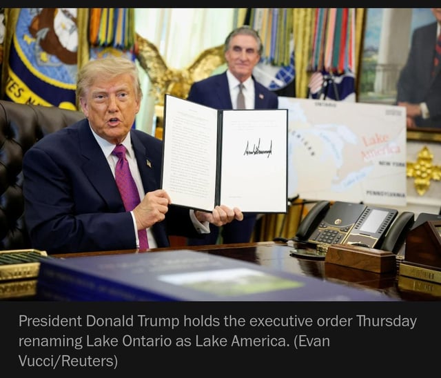 Donald Trump, Lake Ontario, Canada, renaming, geography