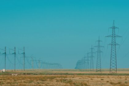 power lines on a field